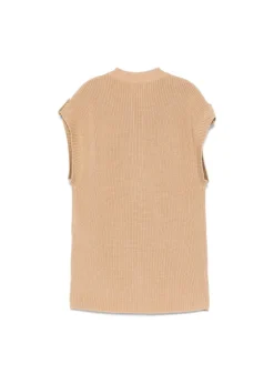 Pinko Kids Gilet Tricot Sabbia con Tasche per Bambine