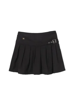 Pinko Kids Gonna Nera con Pieghe e Fibbia per Bambine