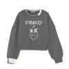Pinko Kids Maglione Grigio con Intarso Logo per Bambine