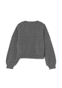 Pinko Kids Maglione Grigio con Intarso Logo per Bambine