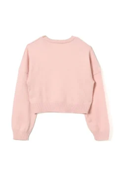 Pinko Kids Maglione Rosa con Intarso Logo per Bambine