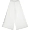 Pinko Kids Pantaloni Bianchi Wide Leg con Banda Logo per Bambine