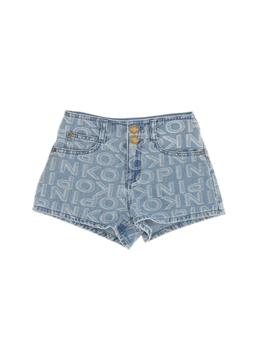Pinko Kids Short Denim Logo All Over per Bambine