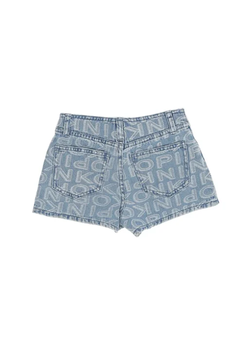 Pinko Kids Short Denim Logo All Over per Bambine