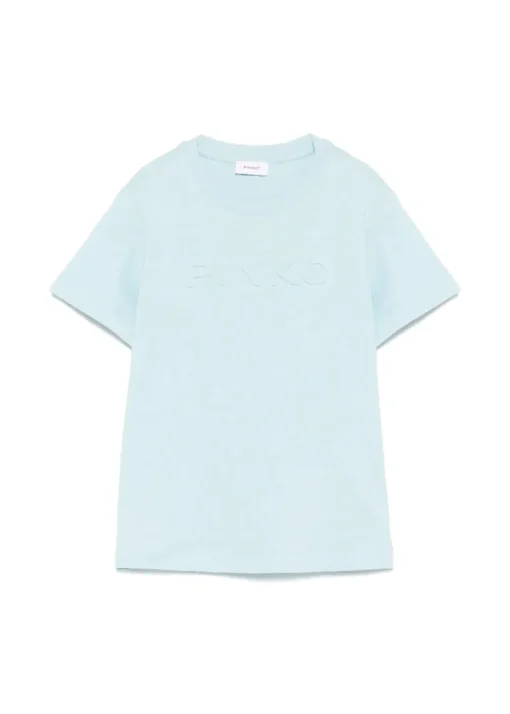 Pinko Kids T-shirt Celeste con Logo per Bambine