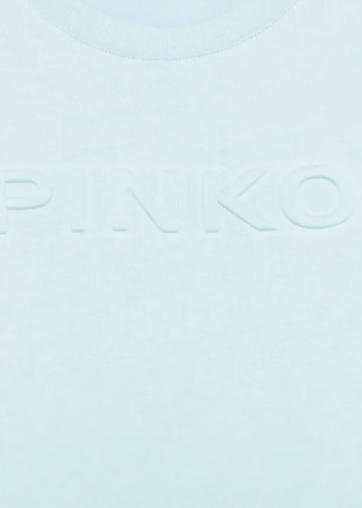 Pinko Kids T-shirt Celeste con Logo per Bambine