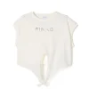 Pinko Kids T-shirt Crop con Borchie Bianco/Argento per Bambine