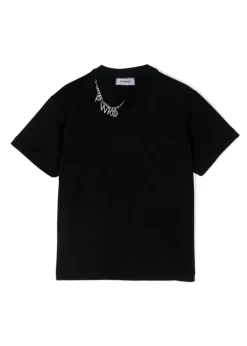 Pinko Kids T-shirt Nera con Decorazione Strass per Bambine