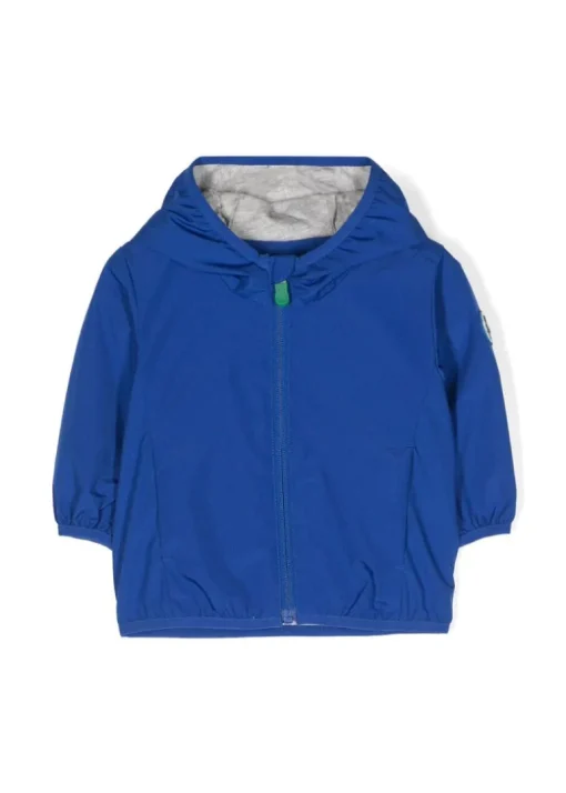 Save the Duck Kids Giubbino Blu con Cappuccio con Patch Logo per Neonati