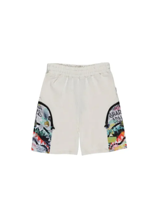 Sprayground Kids Bermuda Bianco con Stampa per Bambini