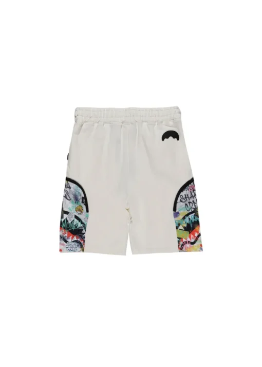 Sprayground Kids Bermuda Bianco con Stampa per Bambini