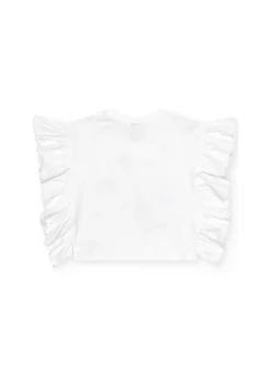Tuc Tuc T-shirt Bianca con Fiore e Volant per Neonate