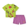 Tuc Tuc T-shirt Verde con Shorts Viola per Neonate