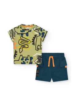 Tuc Tuc T-shirt Verde con Shorts Blu per Neonati