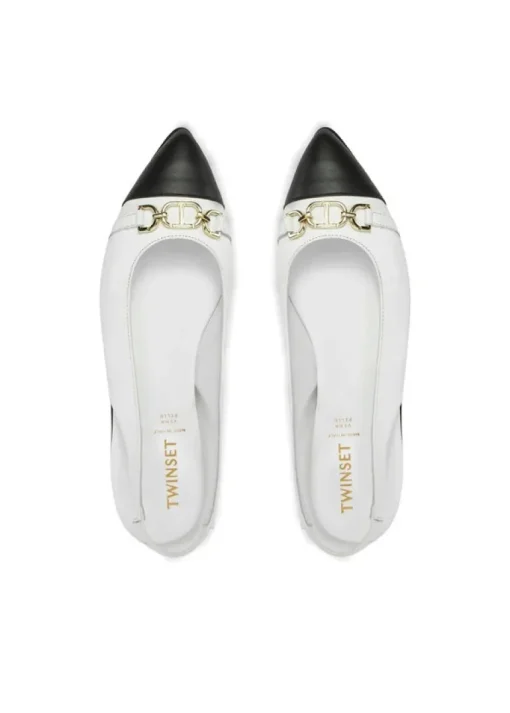 Twinset Ballerina Bianca a Punta con Oval T per Bambine