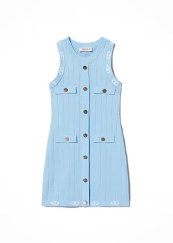 Twinset Kids Abito Celeste con Logo per Bambine