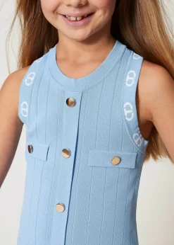 Twinset Kids Abito Celeste con Logo per Bambine