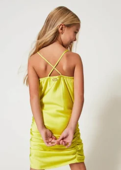Twinset Kids Abito Giallo Drappeggiato per Bambine
