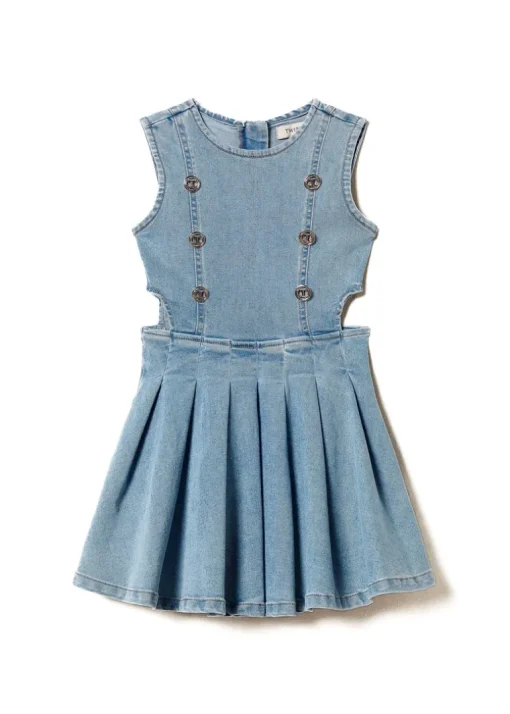 Twinset Kids Abito in Jeans con Applicazione Logo per Bambine