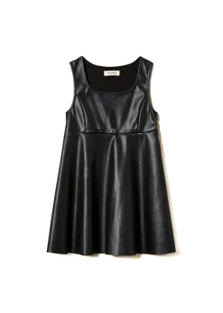 Twinset Kids Abito Nero con Fibbia Oval T per Bambine