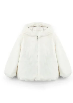 Twinset Kids Bomber Bianco in Pelliccia per Bambine