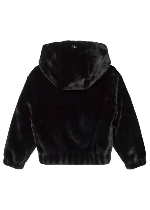 Twinset Kids Bomber Nero in Pelliccia per Bambine
