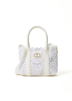 Twinset Kids Borsa Bianca a Tracolla Bianca Macramè per Bambine