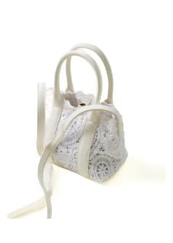 Twinset Kids Borsa Bianca a Tracolla Bianca Macramè per Bambine