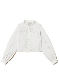 Twinset Kids Camicia Bianca Intarsiata per Bambine