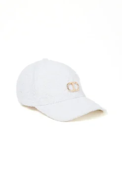 Twinset Kids Cappello Bianco in Pizzo Macramè per Bambine