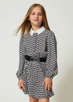 Twinset Kids Cintura Nera Arricciata con Fibbia Logata per Bambine