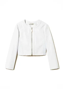 Twinset Kids Giubbino Bianco Ecopelle per Bambine