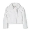 Twinset Kids Giubbino di Pelle Bianco con Volant per Bambine