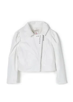 Twinset Kids Giubbino di Pelle Bianco con Volant per Bambine