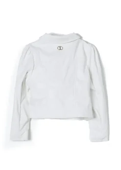 Twinset Kids Giubbino di Pelle Bianco con Volant per Bambine