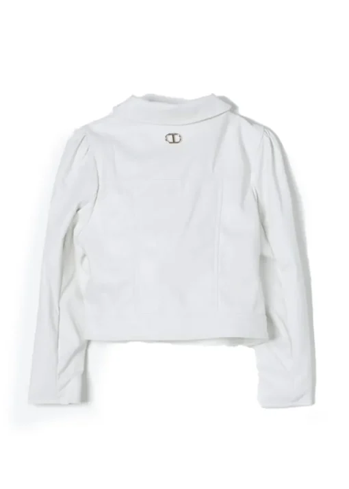 Twinset Kids Giubbino di Pelle Bianco con Volant per Bambine