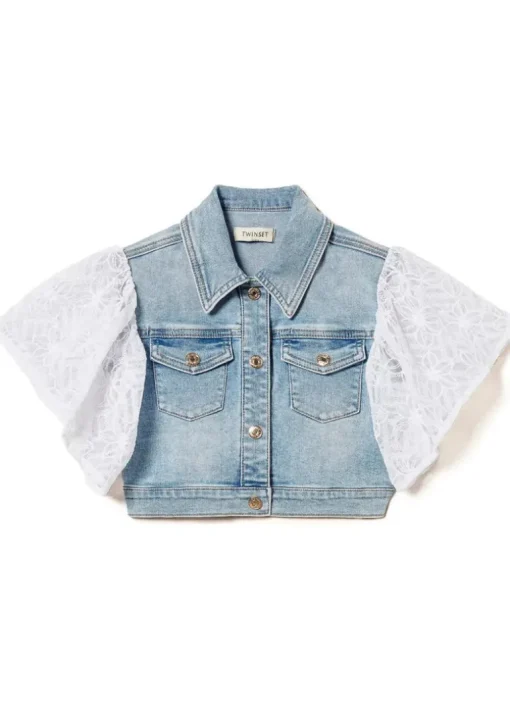 Twinset Kids Giubbino Jeans con Ricamo per Bambine