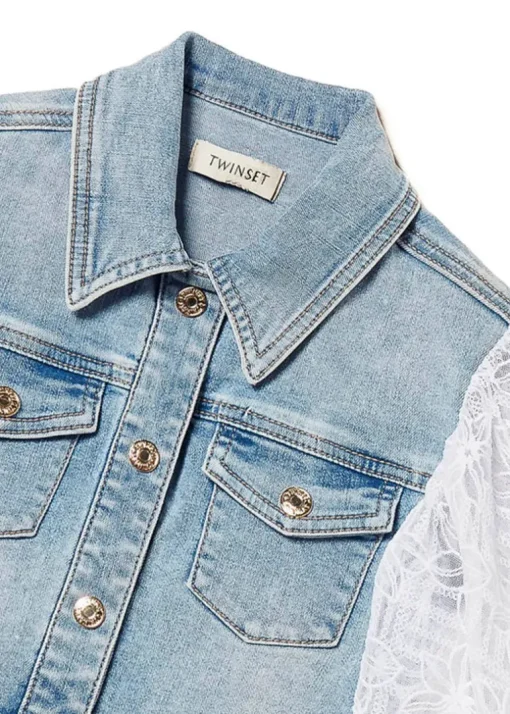 Twinset Kids Giubbino Jeans con Ricamo per Bambine