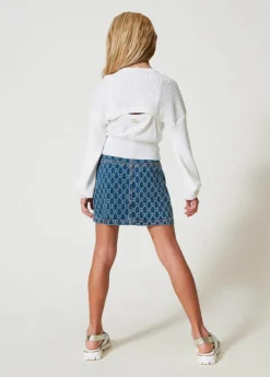 Twinset Kids Gonna Denim Logo All Over per Bambine