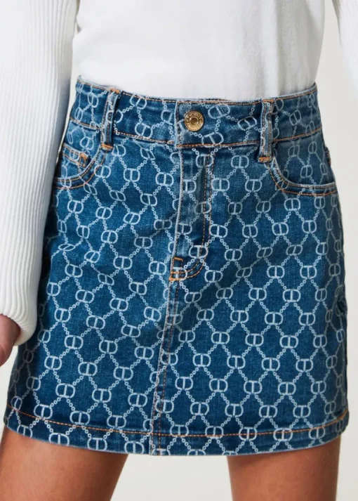 Twinset Kids Gonna Denim Logo All Over per Bambine
