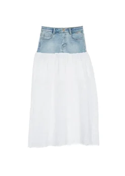 Twinset Kids Gonna Jeans Merlettata Bianca per Bambine