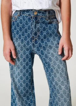 Twinset Kids Jeans con Oval T All Over per Bambine