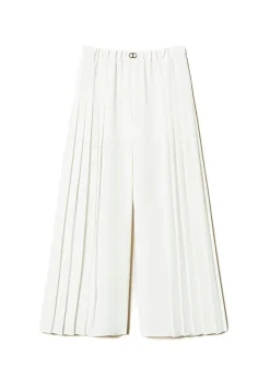 Twinset Kids Pantaloni Bianchi Plissettati per Bambine