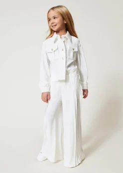 Twinset Kids Pantaloni Bianchi Plissettati per Bambine