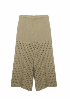 Twinset Kids Pantaloni Canapa Forati con Logo per Bambine