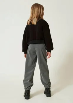 Twinset Kids Pantaloni Joggers Grigi con Cintura per Bambine