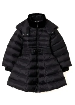 Twinset Kids Piumino Trapuntato Nero con Cintura per Bambine