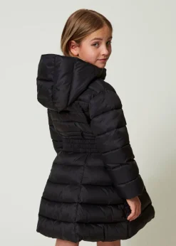 Twinset Kids Piumino Trapuntato Nero con Cintura per Bambine