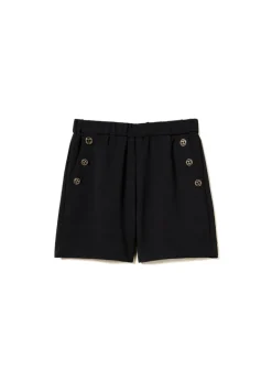Twinset Kids Shorts Neri in Crepe per Bambine