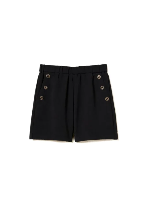 Twinset Kids Shorts Neri in Crepe per Bambine
